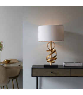 Sanremo Table Lamp Gold Leaf With Ivory Cotton And Black Marble-2