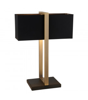 Livigno Table Lamp Matt Antique Brass Plate & Black Fabric-1