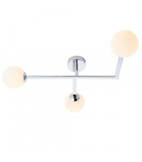 Riomaggiore Bathroom 3 Light Ceiling Semi Flush Chrome Plate & Matt Opal Glass IP44-1