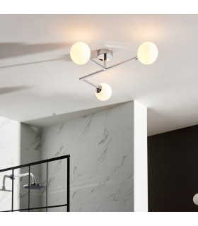 Riomaggiore Bathroom 3 Light Ceiling Semi Flush Chrome Plate & Matt Opal Glass IP44-2