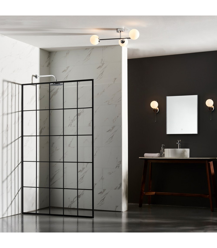 Riomaggiore Bathroom 3 Light Ceiling Semi Flush Chrome Plate & Matt Opal Glass IP44-3