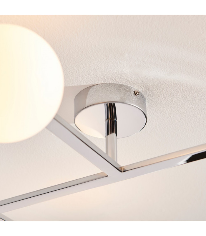 Riomaggiore Bathroom 3 Light Ceiling Semi Flush Chrome Plate & Matt Opal Glass IP44-6