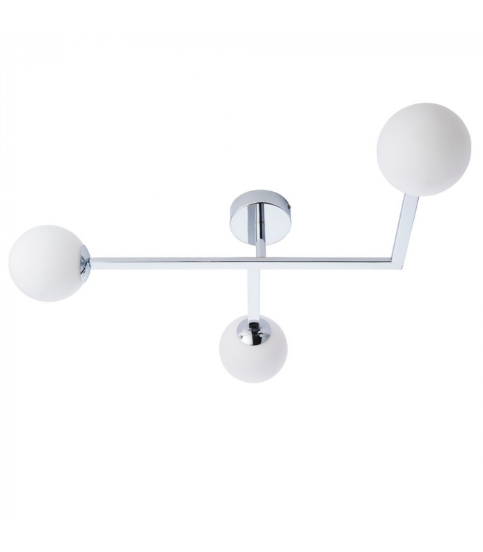 Riomaggiore Bathroom 3 Light Ceiling Semi Flush Chrome Plate & Matt Opal Glass IP44-7