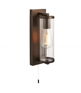 Como Bathroom Wall Lamp Dark Bronze Paint & Clear Ribbed Glass IP44-1