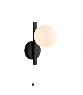Riomaggiore Bathroom Wall Lamp Matt Black & Matt Opal Glass IP44-1