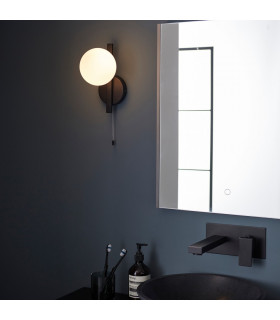 Riomaggiore Bathroom Wall Lamp Matt Black & Matt Opal Glass IP44-2