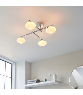 Oristano Bathroom 4 Light Ceiling Semi Flush Chrome Plate & Matt Opal Glass IP44-2