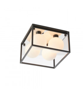 Matera Bathroom 4 Light Ceiling Semi Flush Matt Black & Matt Opal Glass IP44-1