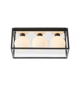 Matera Bathroom 3 Light Ceiling Semi Flush Matt Black & Matt Opal Glass IP44-1