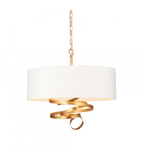 Sanremo 3 Light Ceiling Pendant Gold Leaf & Ivory Cotton Fabric-1