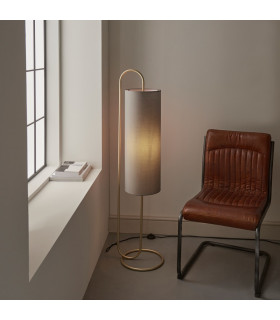 Arenzano Floor Lamp Antique Brass Paint & Grey Fabric-2