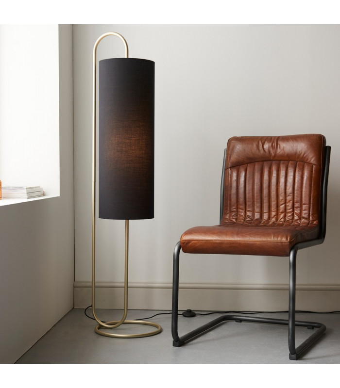Arenzano Floor Lamp Antique Brass Paint & Black Fabric-3