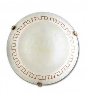 TRECENTO 2 Light Patterned Glass Flush Ceiling Light Amber 40cm-1