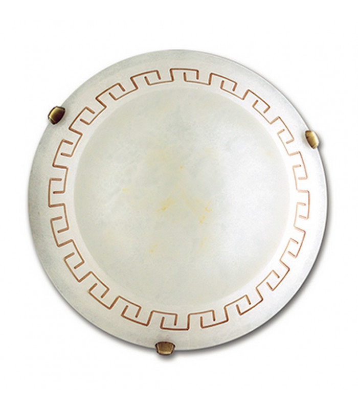 TRECENTO 2 Light Patterned Glass Flush Ceiling Light Amber 40cm-1