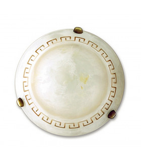 TRECENTO Patterned Glass Flush Ceiling Light Amber 30cm-1