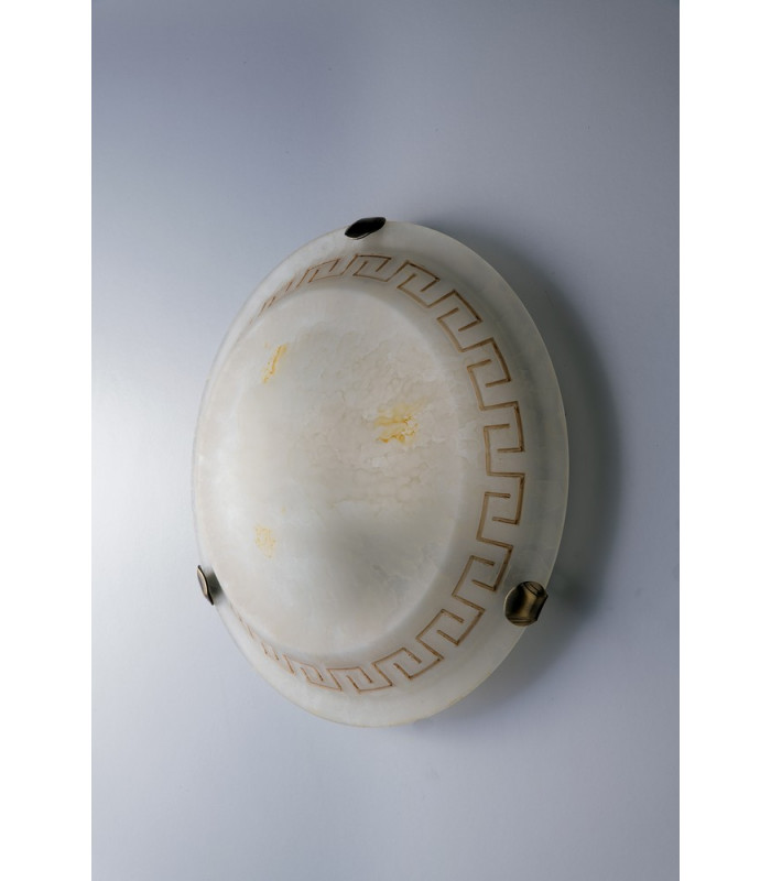 TRECENTO Patterned Glass Flush Ceiling Light Amber 30cm-2