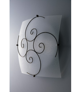 2 Light Decorative Flush Ceiling Light Glass White 40x40cm-1