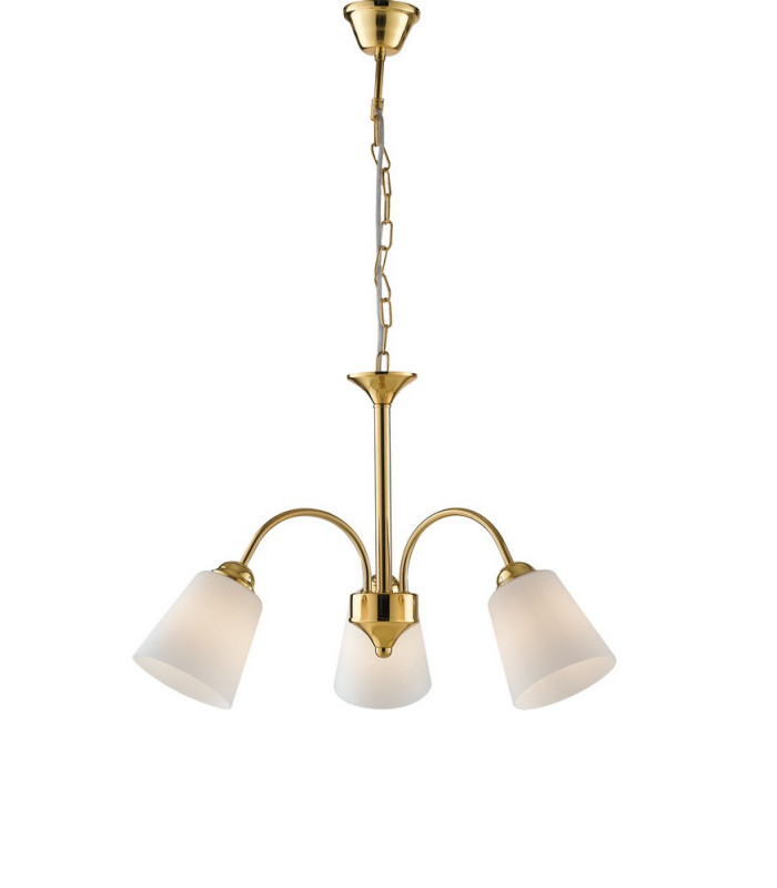 3 Light Multi Arm Pendant Ceiling Light Gold Glass Shades 60x37.9cm-1