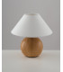 Table Lamp with Round Tapered Shade Wood Ceramic Fabric 23x23cm-1