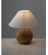Table Lamp with Round Tapered Shade Wood Ceramic Fabric 23x23cm-2