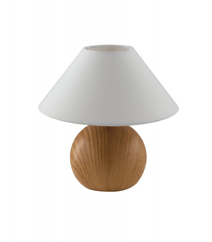 Table Lamp with Round Tapered Shade Wood Ceramic Fabric 23x23cm-3