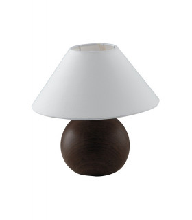 Table Lamp with Round Tapered Shade Brown Ceramic Fabric 23x23cm-1