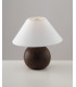 Table Lamp with Round Tapered Shade Brown Ceramic Fabric 23x23cm-2