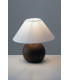 Table Lamp with Round Tapered Shade Brown Ceramic Fabric 23x23cm-3
