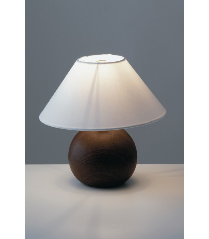 Table Lamp with Round Tapered Shade Brown Ceramic Fabric 23x23cm-3