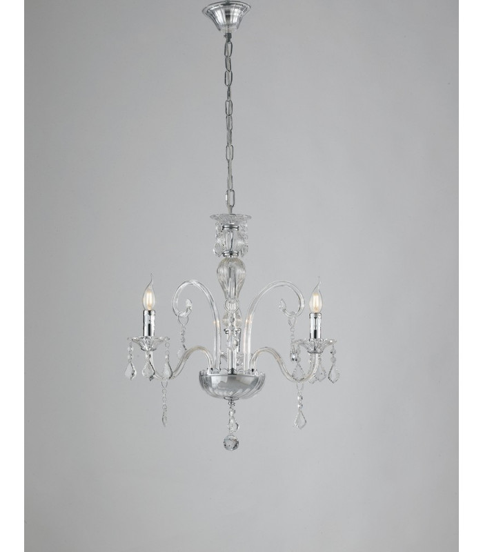 3 Light Chandeliers Chrome Crystal 60x65cm-1