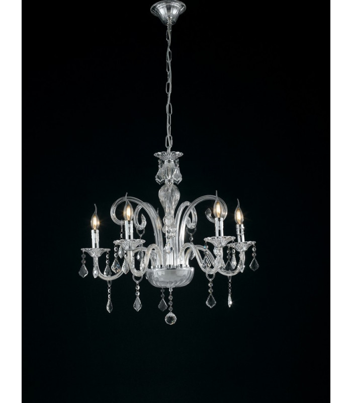 5 Light Chandeliers Chrome Crystal 66x65cm-1