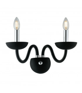 ALFIERE Twin 2 Light Candle Wall Light Black 37x26x23cm