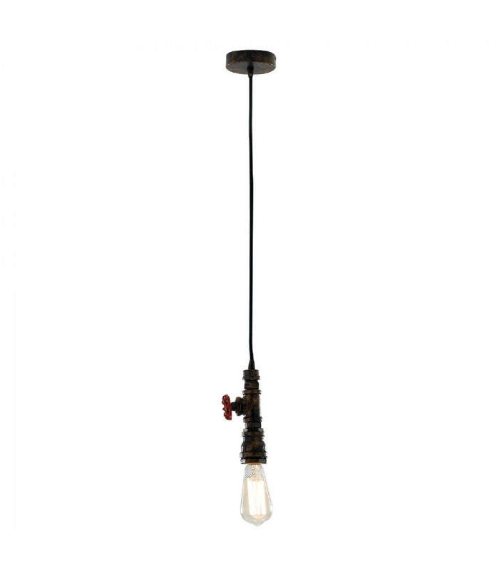 AMARCORD Slim Industrial Pendant Ceiling Light Rust 12x18.6cm