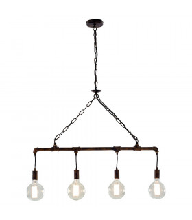 AMARCORD Industrial 4 Light Straight Bar Pendant Ceiling Light Rust 86x25.2cm-1
