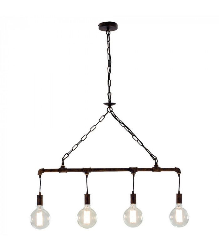 AMARCORD Industrial 4 Light Straight Bar Pendant Ceiling Light Rust 86x25.2cm-1