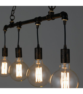 AMARCORD Industrial 4 Light Straight Bar Pendant Ceiling Light Rust 86x25.2cm-2