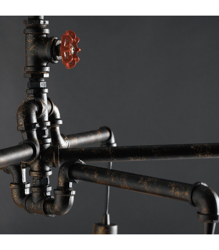 AMARCORD Industrial 6 Light Pendant Ceiling Light Rust 71x58cm-2