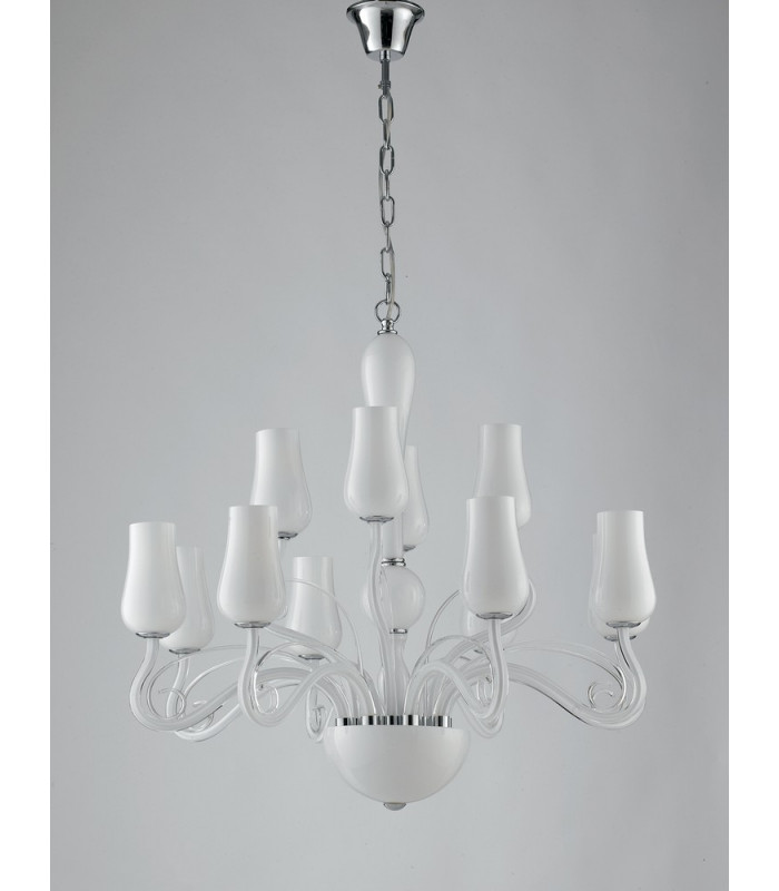 ANGEL 12 Light Chandeliers with Shades White 80x70cm-2