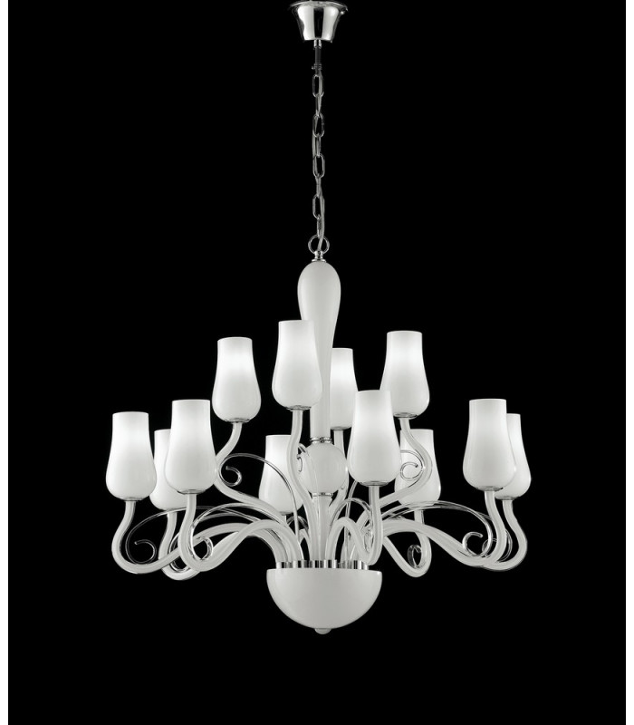 ANGEL 12 Light Chandeliers with Shades White 80x70cm-3