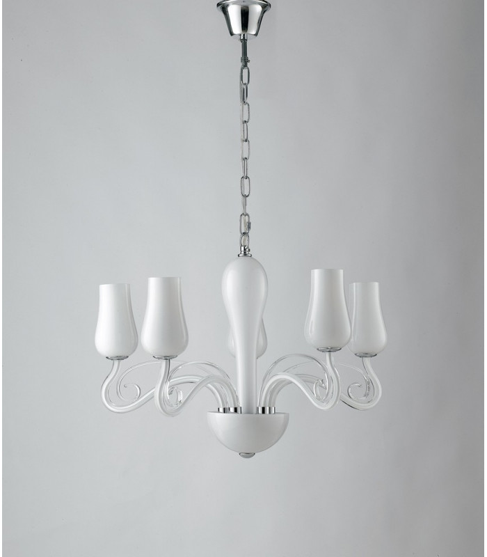 ANGEL 5 Light Multi Arm Pendant Ceiling Light White 64x45cm-1