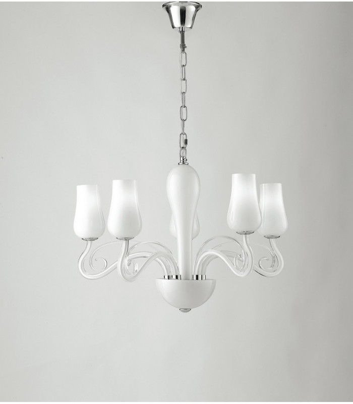 ANGEL 5 Light Multi Arm Pendant Ceiling Light White 64x45cm-4