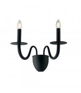 ARMSTRONG Twin 2 Light Candle Wall Light Black 45x36x26cm
