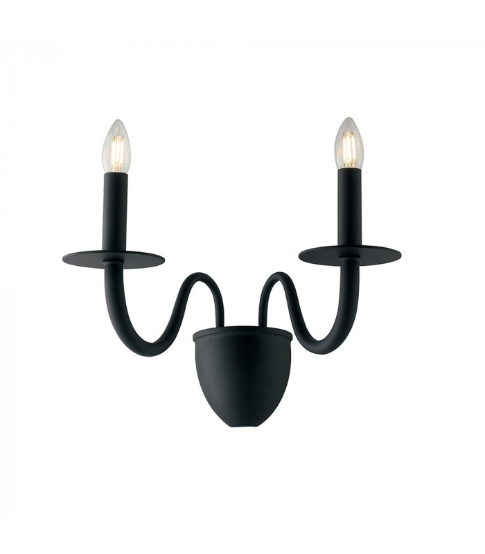 ARMSTRONG Twin 2 Light Candle Wall Light Black 45x36x26cm