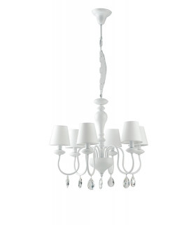 ARTHUR 6 Light Chandeliers with Shades White Fabric Lampshade 72x58cm