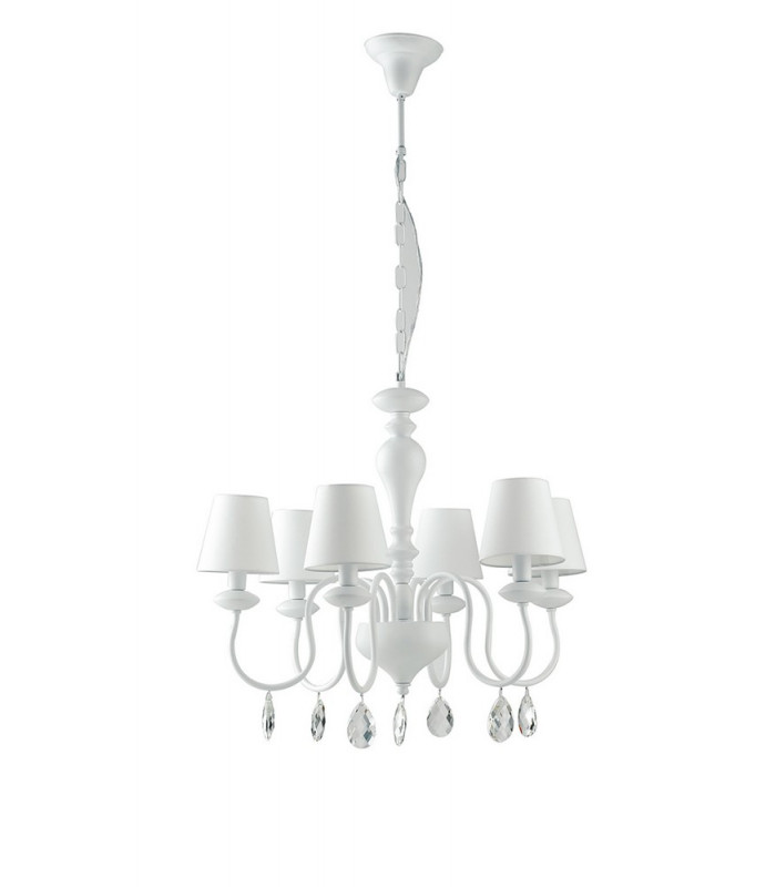 ARTHUR 6 Light Chandeliers with Shades White Fabric Lampshade 72x58cm