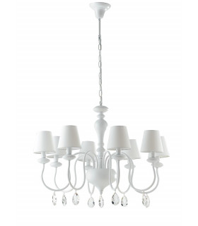 ARTHUR 8 Light Chandeliers with Shades White Fabric Lampshade 88x60cm-1