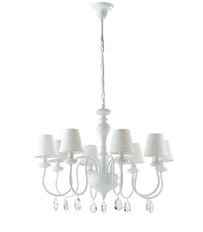 ARTHUR 8 Light Chandeliers with Shades White Fabric Lampshade 88x60cm-1