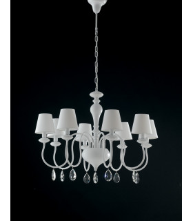 ARTHUR 8 Light Chandeliers with Shades White Fabric Lampshade 88x60cm-2