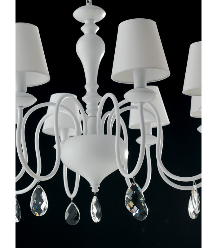 ARTHUR 8 Light Chandeliers with Shades White Fabric Lampshade 88x60cm-3