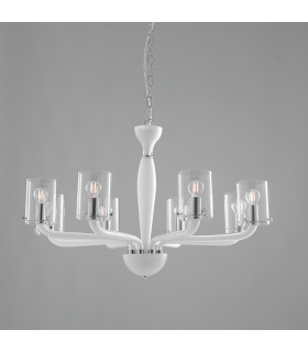 AURORA 8 Light Chandeliers with Shades White 79.2x48cm